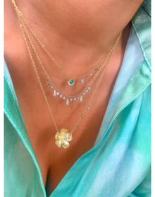 Diamond Flower Necklace | Yellow Gold
