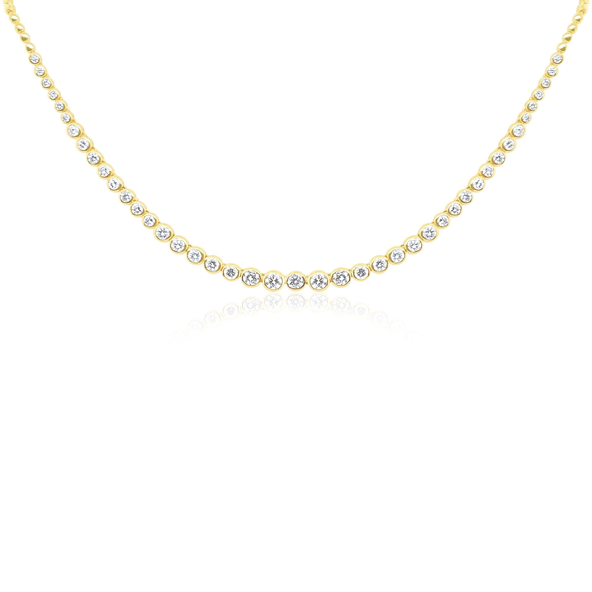 Yellow Gold Bezel Set Diamond Necklace | Yellow Gold