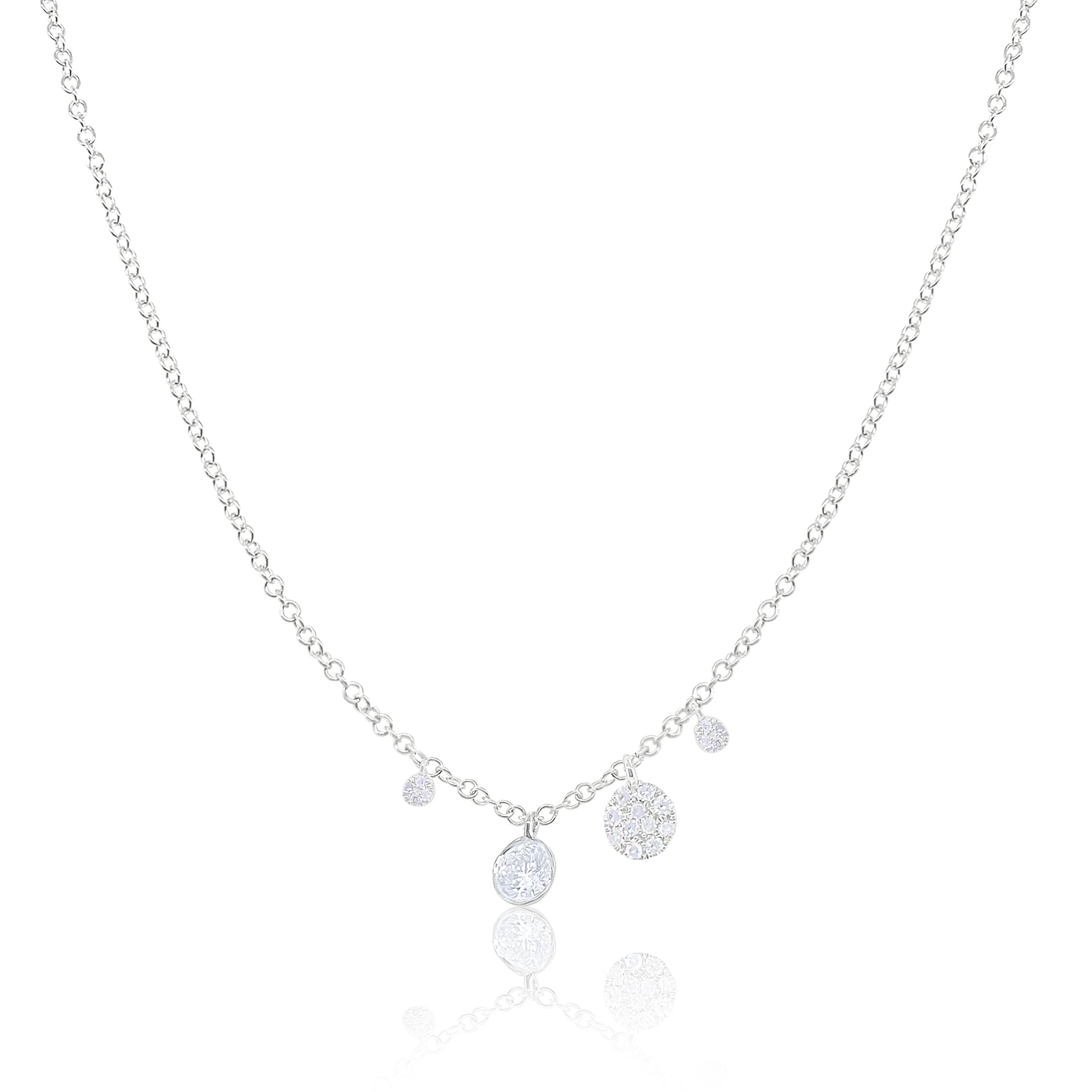 14kt Yellow Gold Diamond Bezel Disc Charm Necklace | Yellow Gold