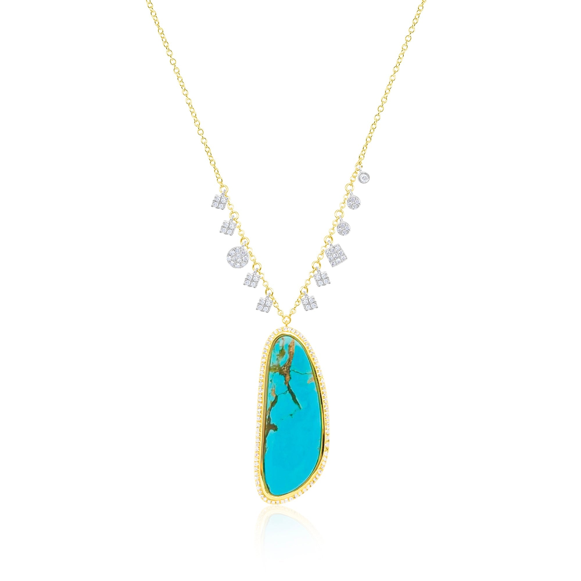 Yellow Gold Turquoise Necklace | Yellow Gold