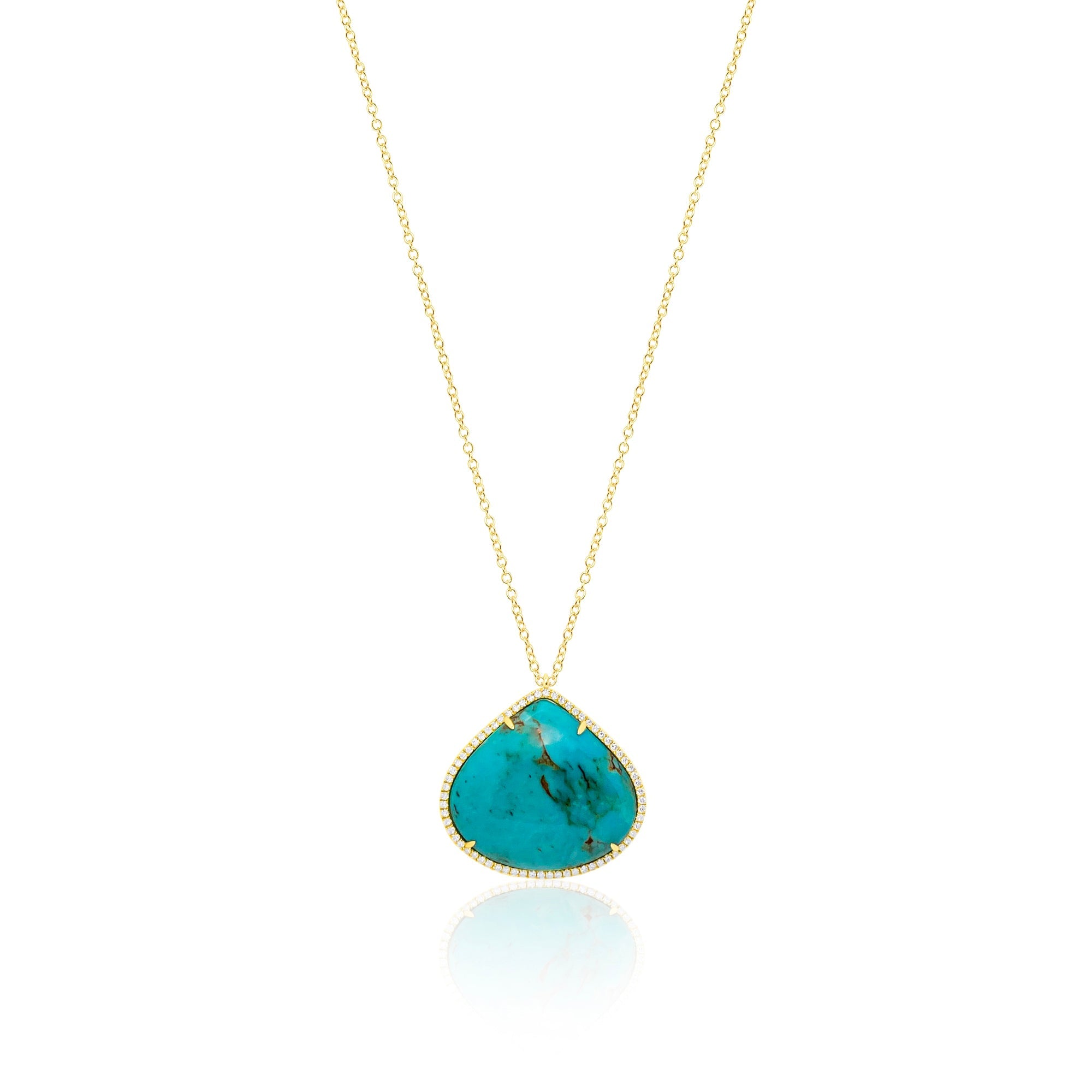 14kt Yellow Gold Turquoise and Diamond Necklace | Yellow Gold