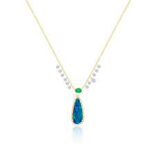 14Kt Yellow Gold Diamond Opal And Emerald Necklace With Diamonds | Yellow Gold