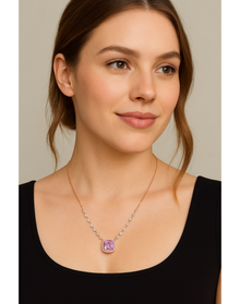 Gold Kunzite and Diamond Necklace | Pink