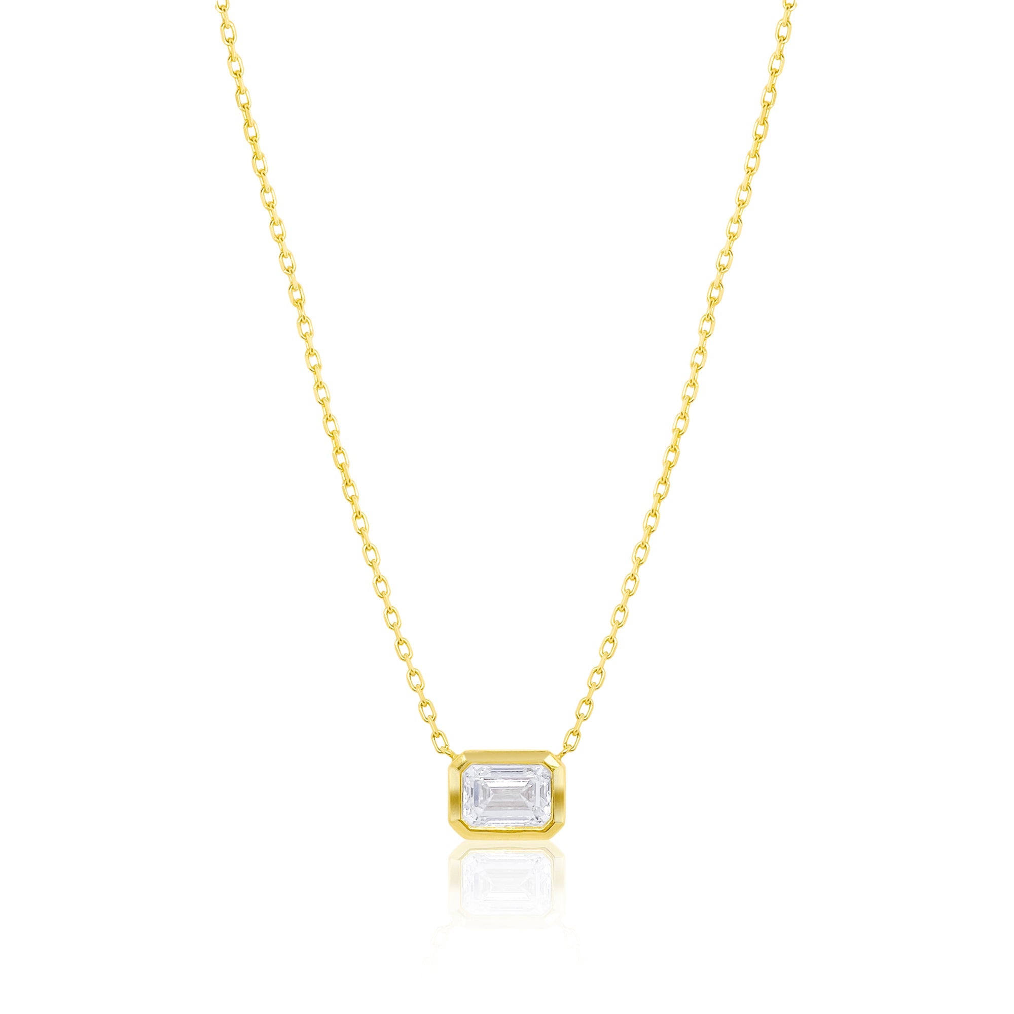 14Kt Yellow Goldthree Carat Lab Diamond Bezel Set Necklace | Yellow Gold
