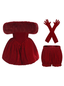 Candice Velvet Dress Set | Red
