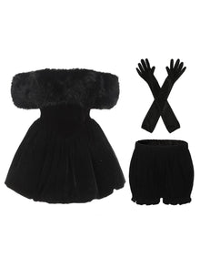 Candice Velvet Dress Set | Black