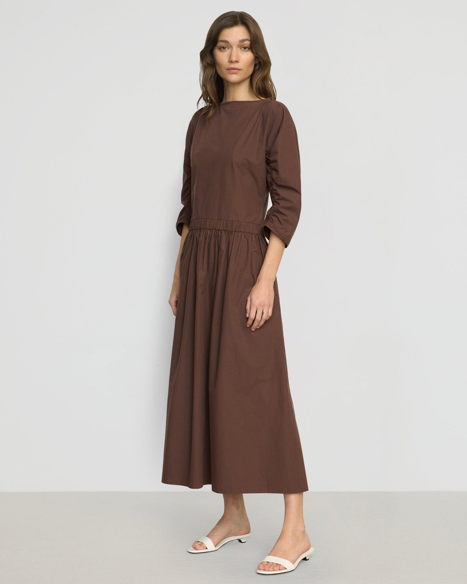 Renee | Natalia Cotton Ruched-Detail Dress in Size Small