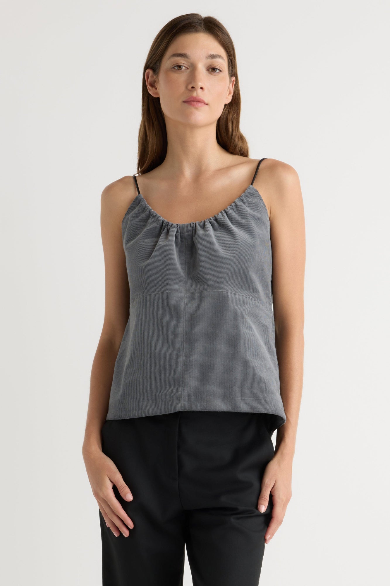 Renee | Nefferti Corduroy Ruched Cami in Size Extra Small
