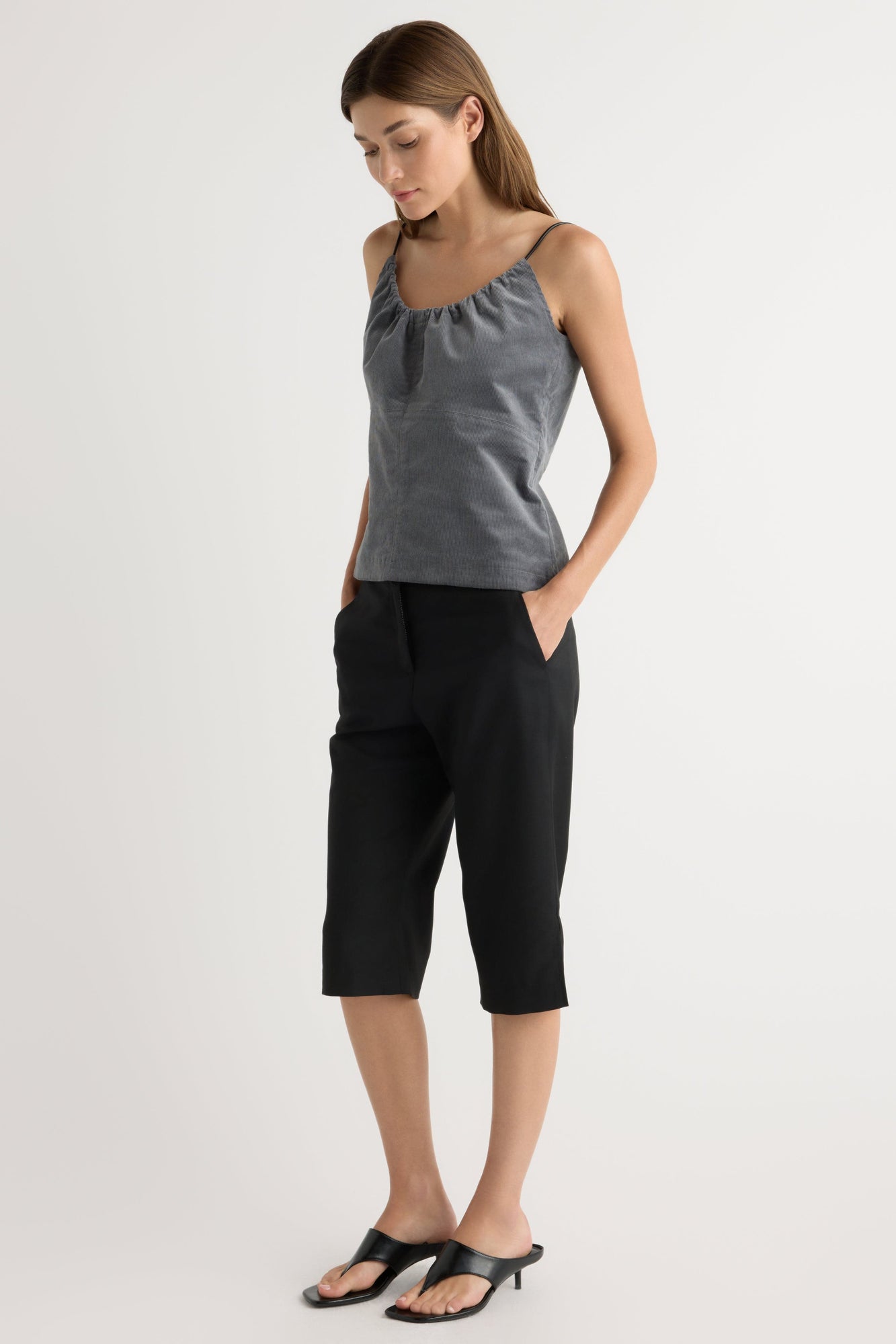 Renee | Nefferti Corduroy Ruched Cami in Size Extra Small