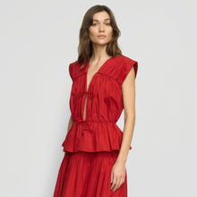 Neha Tie-Front Organic Cotton Blouse | Poppy