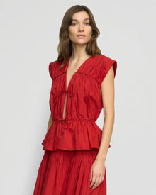 Renee | Neha Tie-Front Organic Cotton Blouse in Size Small