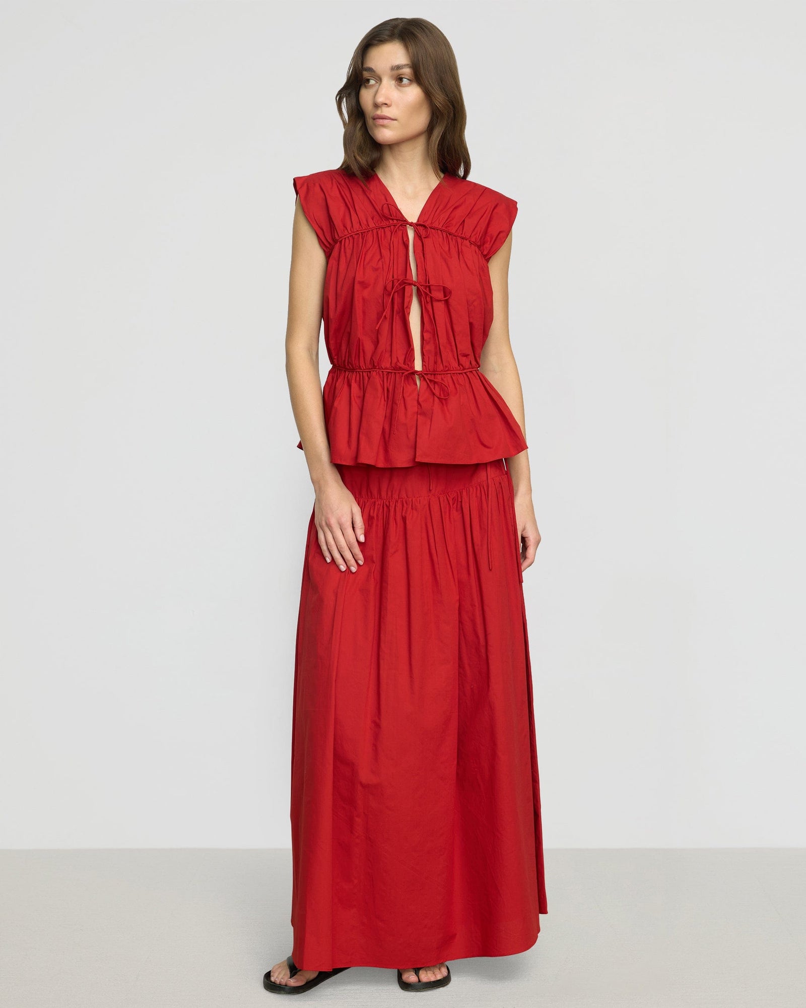 Neha Tie-Front Organic Cotton Blouse | Poppy