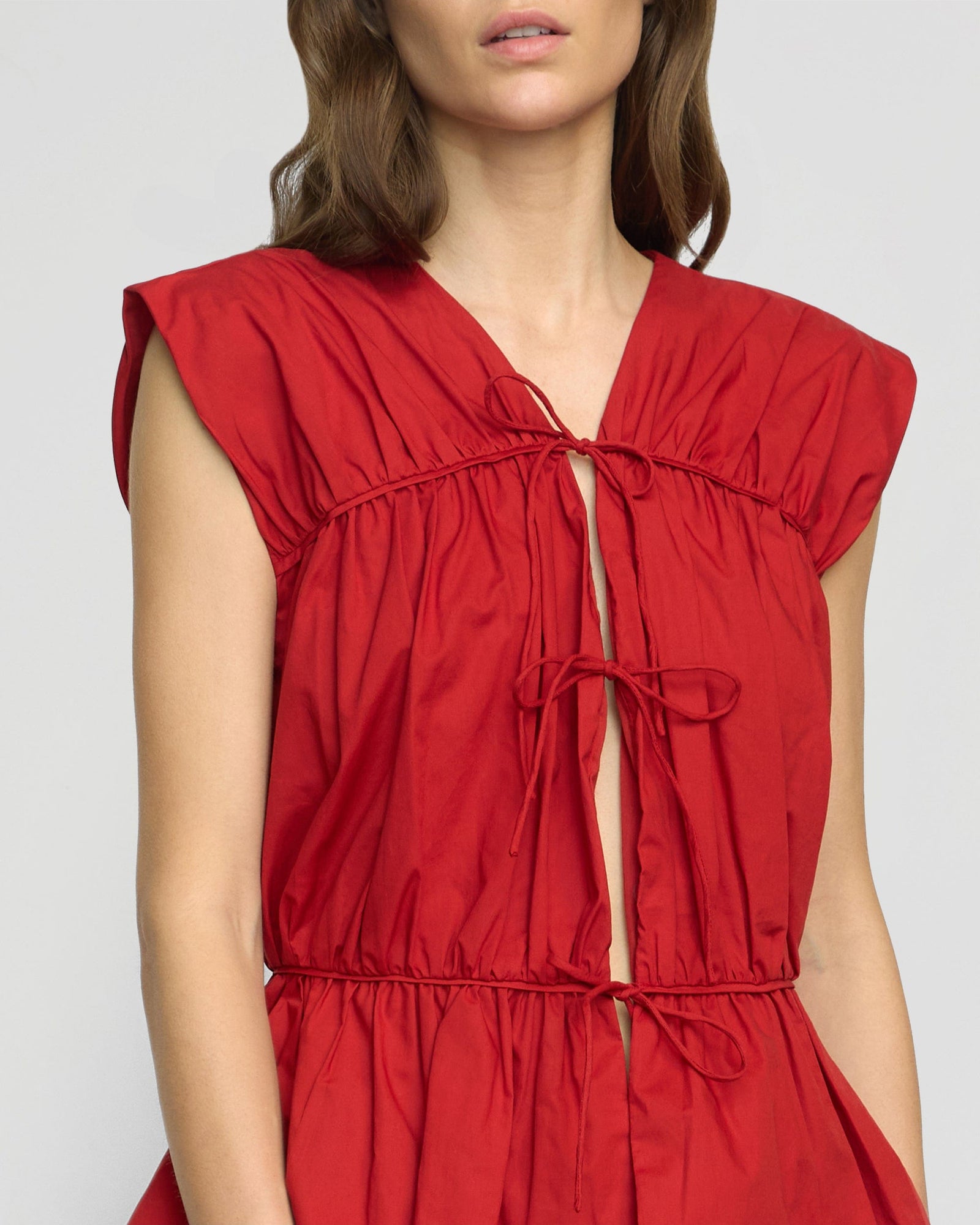 Neha Tie-Front Organic Cotton Blouse | Poppy