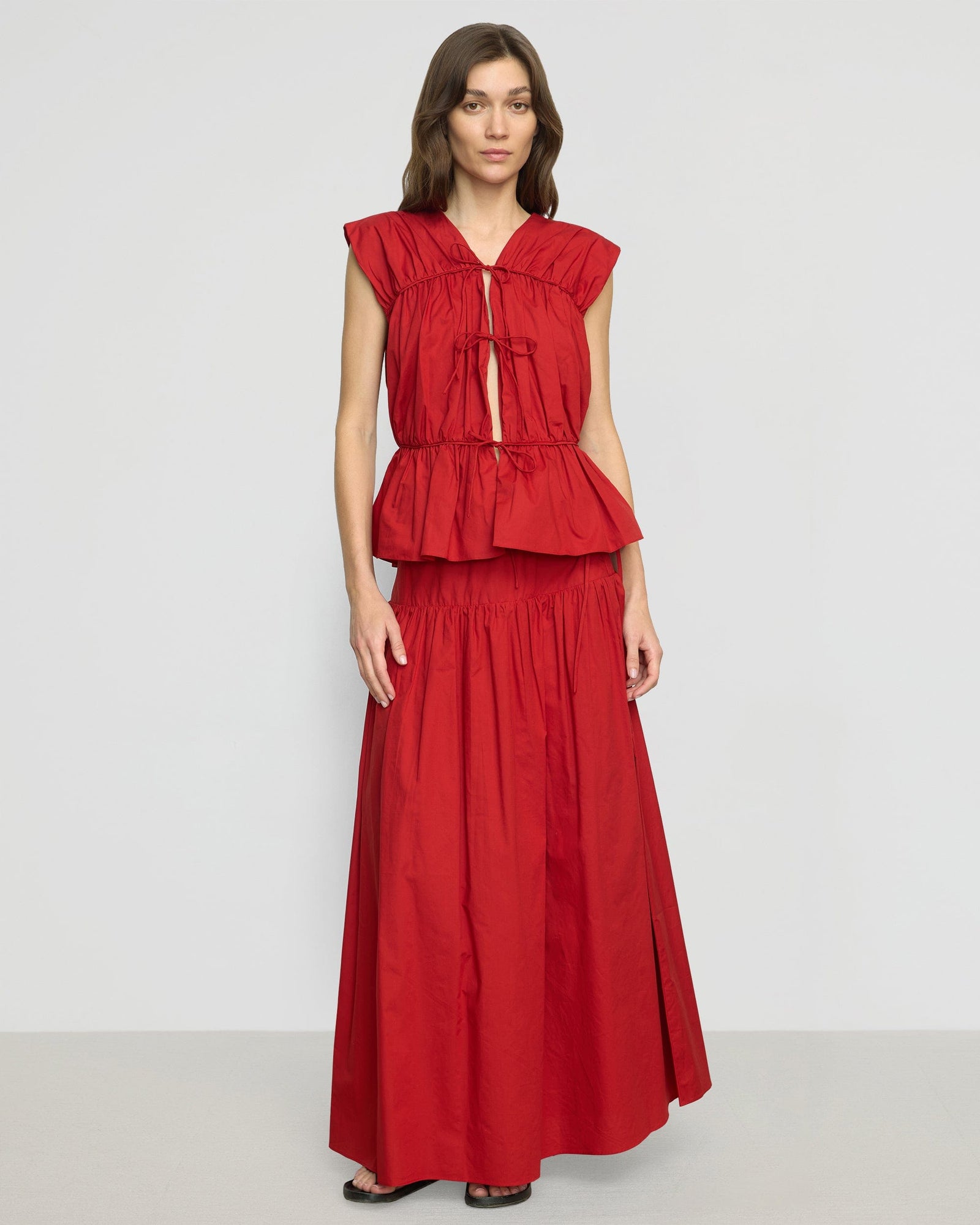 Neha Tie-Front Organic Cotton Blouse | Poppy