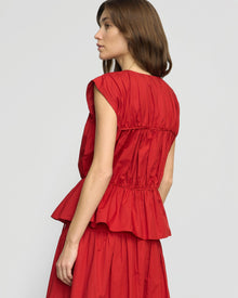 Renee | Neha Tie-Front Organic Cotton Blouse in Size Small