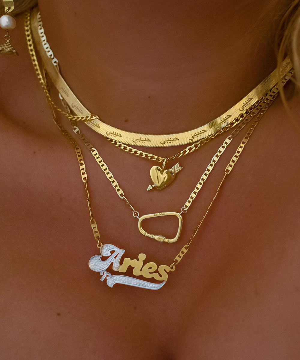 Habibi Herringbone Chain Necklace | Gold Vermeil