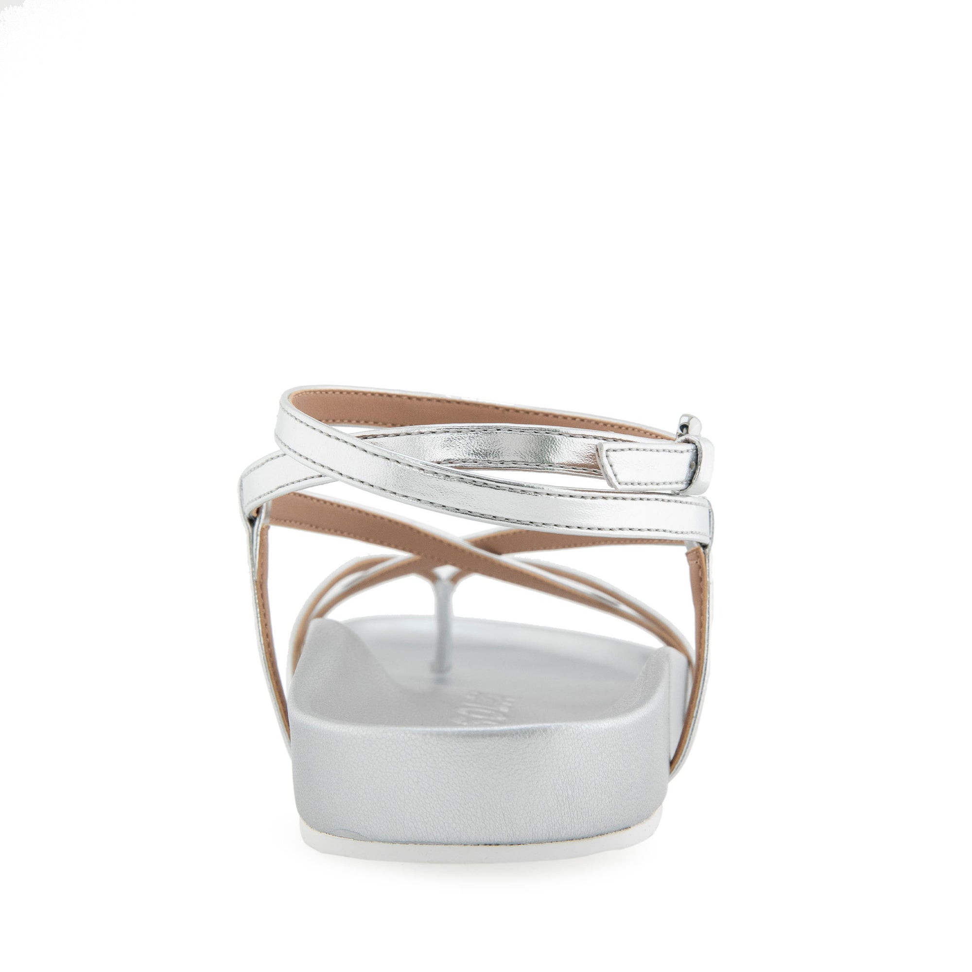 Leera Sandal Footbed | Silver Metallic Faux Leather