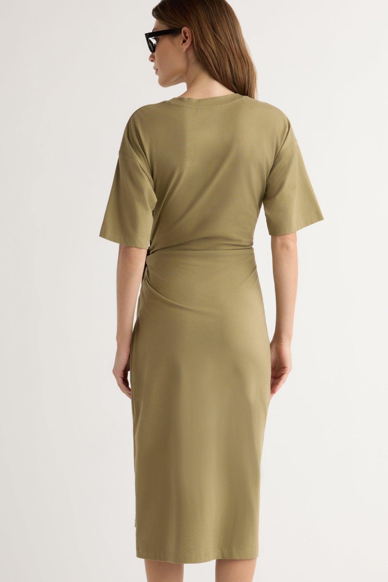 Noa Organic Cotton T-Shirt Wrap Dress | Khaki Green