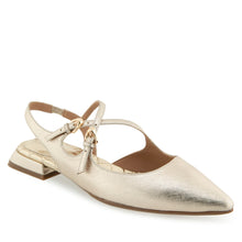 Napoli Dress Flat | Gold Metallic Textured Faux Leather