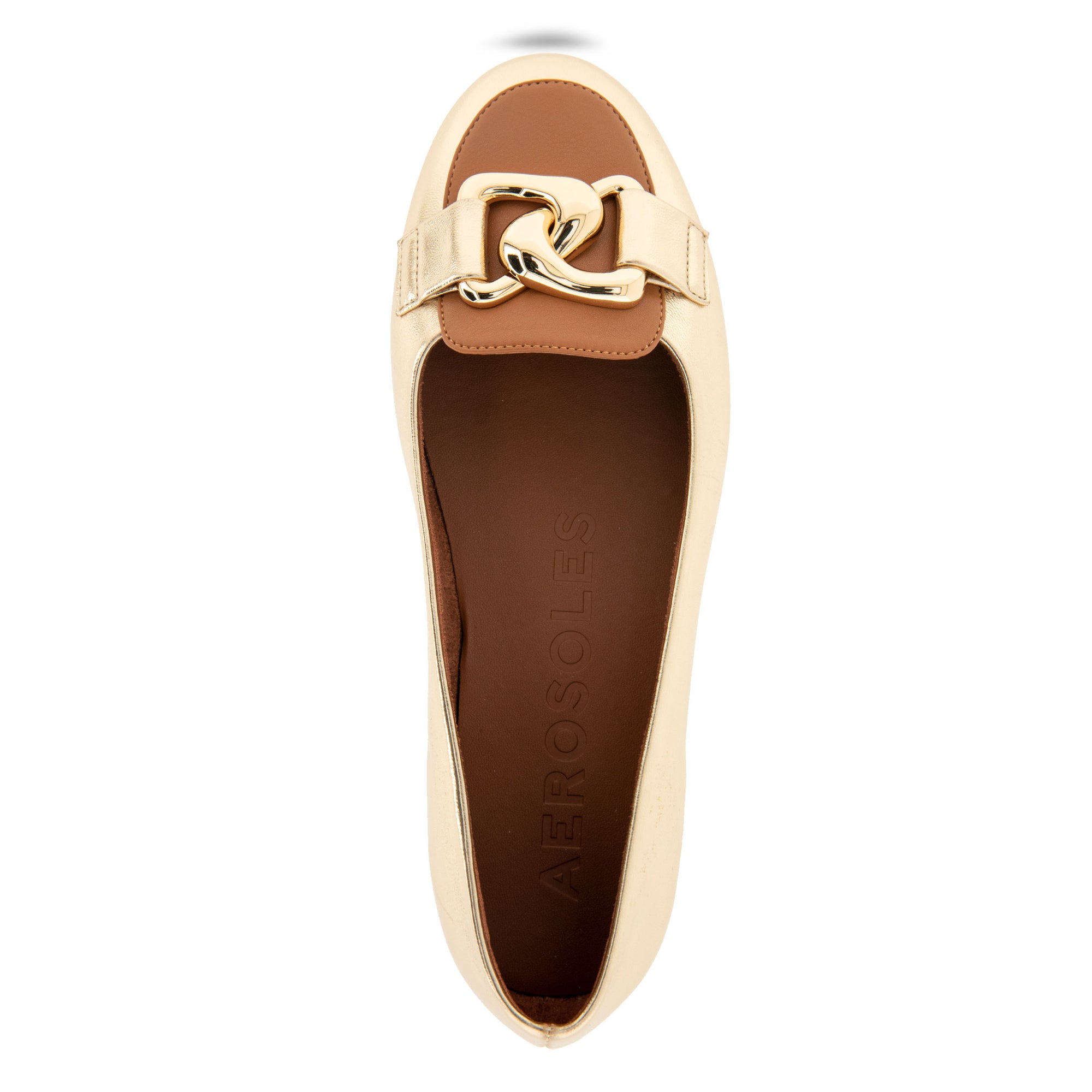 Bell Casual Flat | Gold/Tan Faux Leather