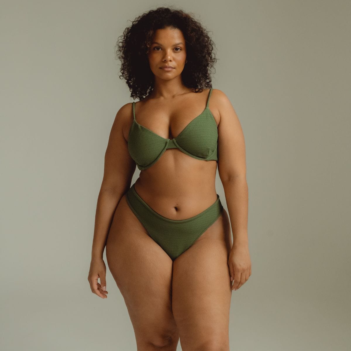 Women | Scrunch Dainty Bikini Top | Olive Micro Scrunch