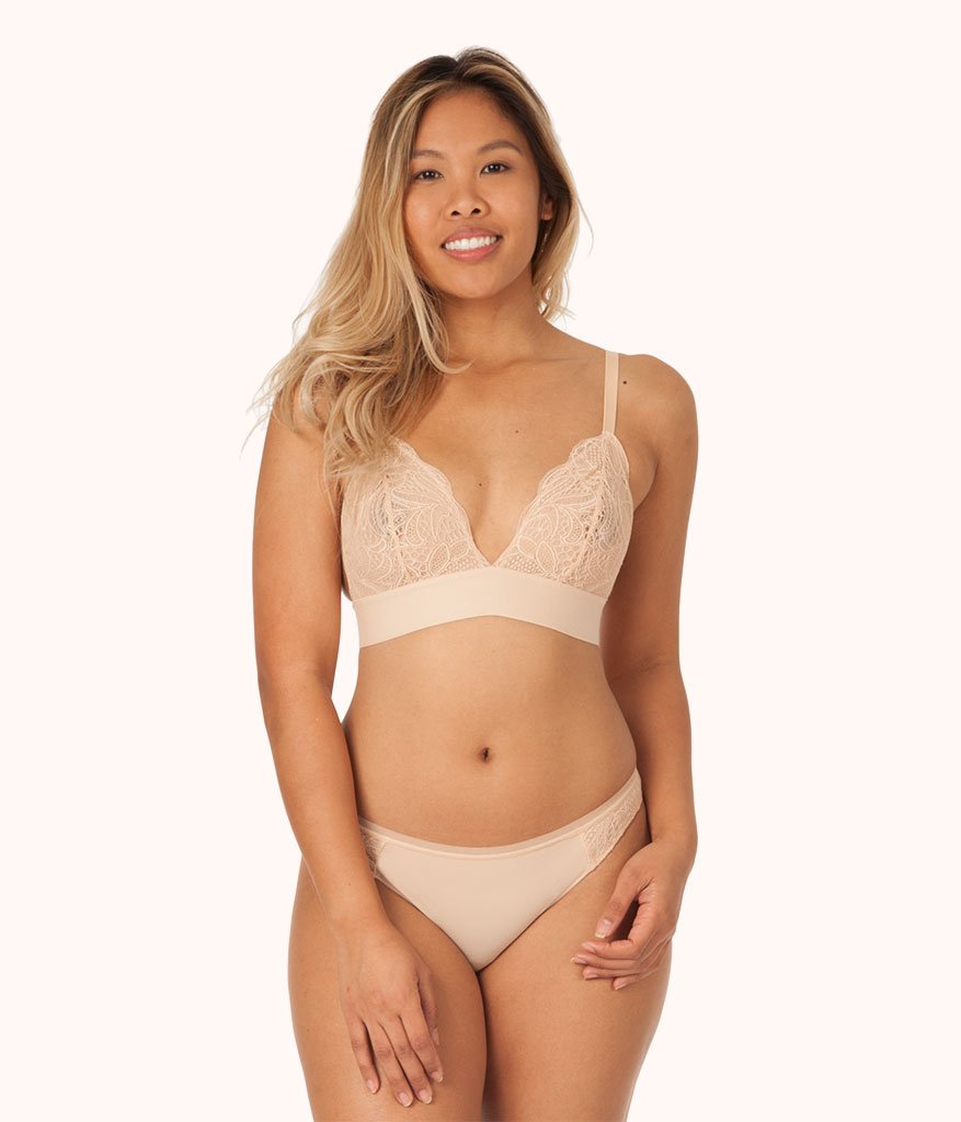 The Palm Lace Thong | Toasted Almond