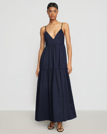 Simone | Orchid Sweetheart-Neck Tiered Cotton Maxi Dress in Size Small