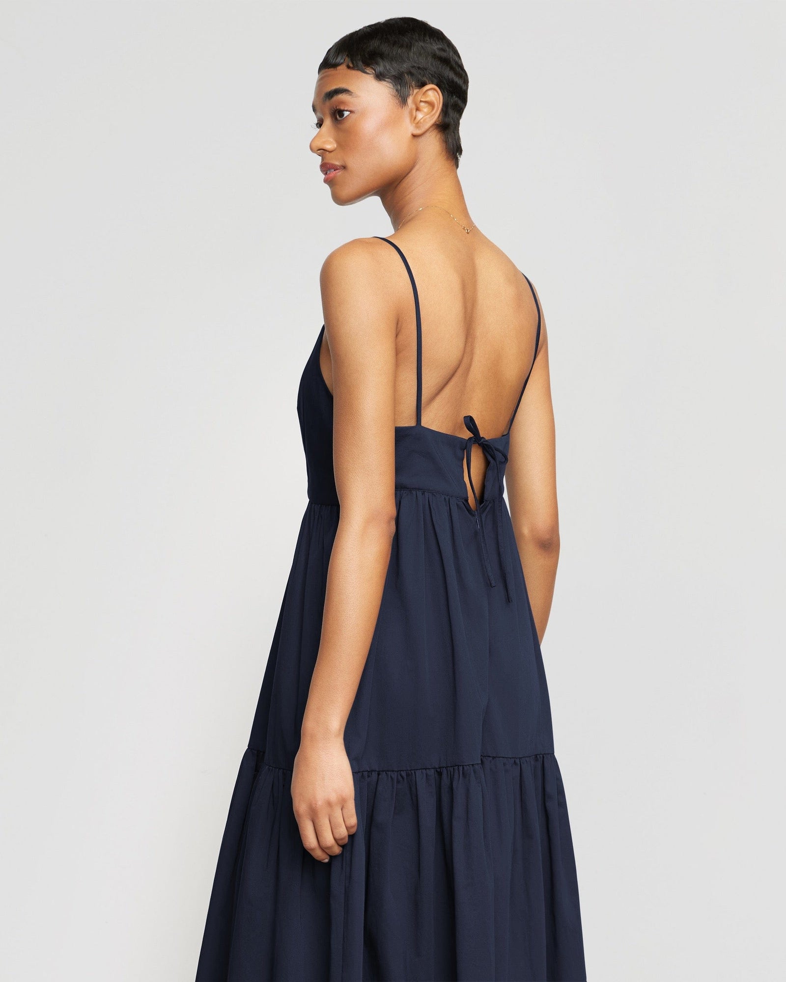 Simone | Orchid Sweetheart-Neck Tiered Cotton Maxi Dress in Size Small