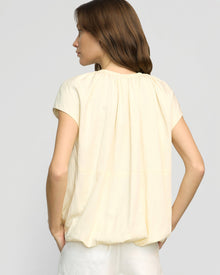 Renee | Orinda Shirred-Neck Bubble-Hem Blouse in Size Small