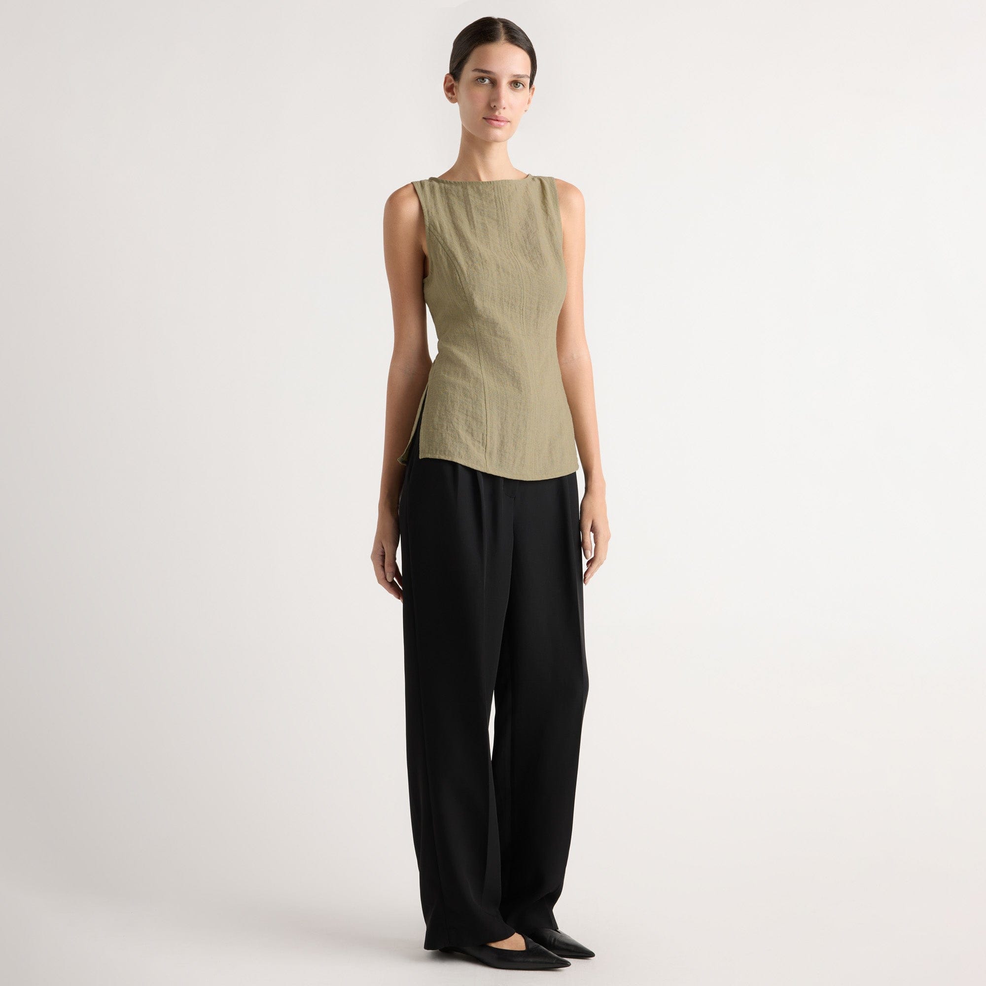 Orion Double-Pleated Tailored Pant | Black