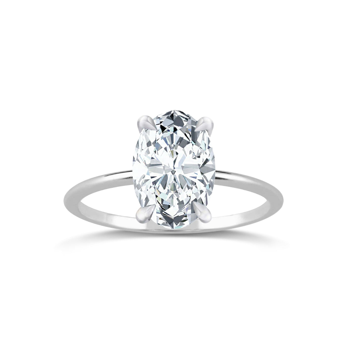 14Kt White Gold Lab Grown Oval Diamond Ring 4 Ct | White Gold