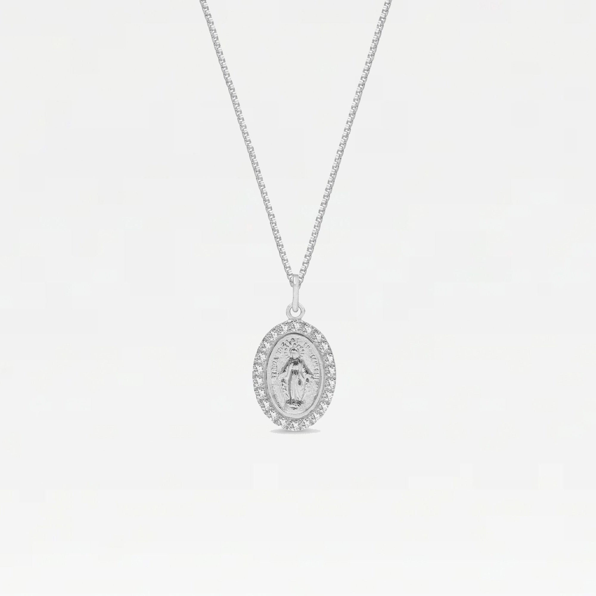 The Oval Mary Pendant Necklace Pave | Sterling Silver