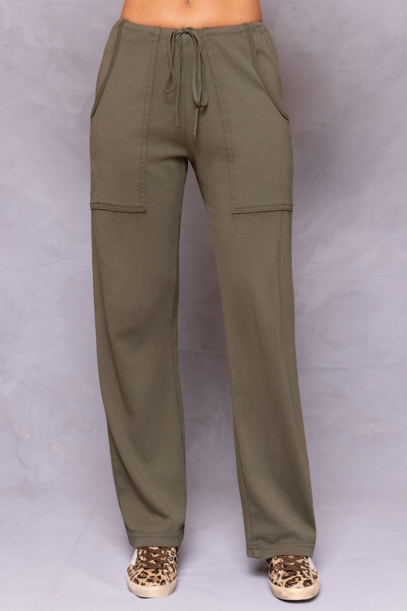 Women | Vintage Drawstring Cargo Lounge Pant | Olive