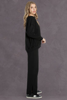 Women | Vintage Boxer Split Leg Sweatpant | Black