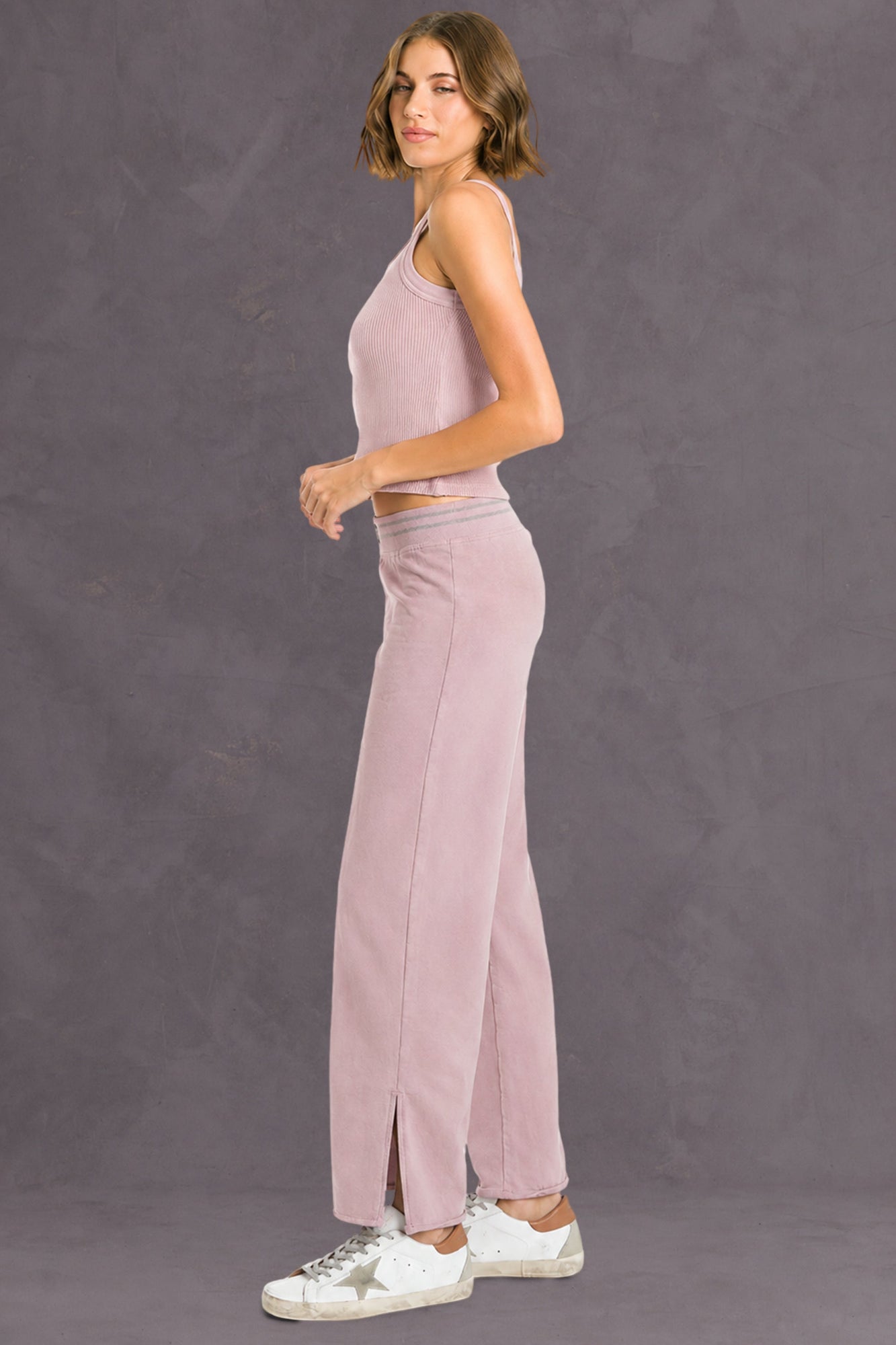 Women | Vintage Boxer Split Leg Sweatpant | Mauve
