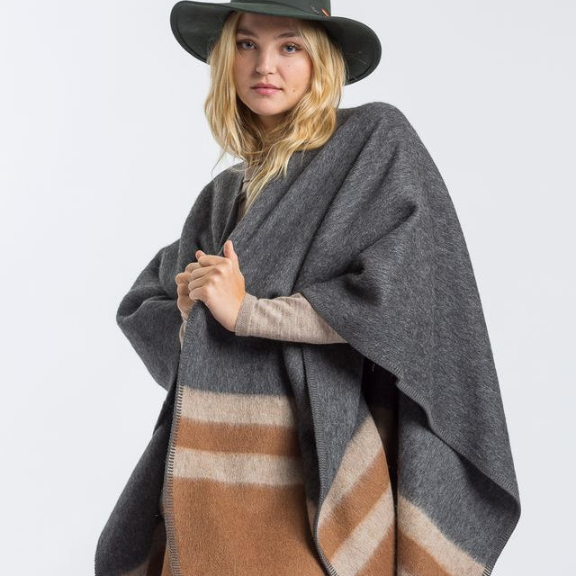 Aspen Cape | Charcoal/Cognac/Taupe
