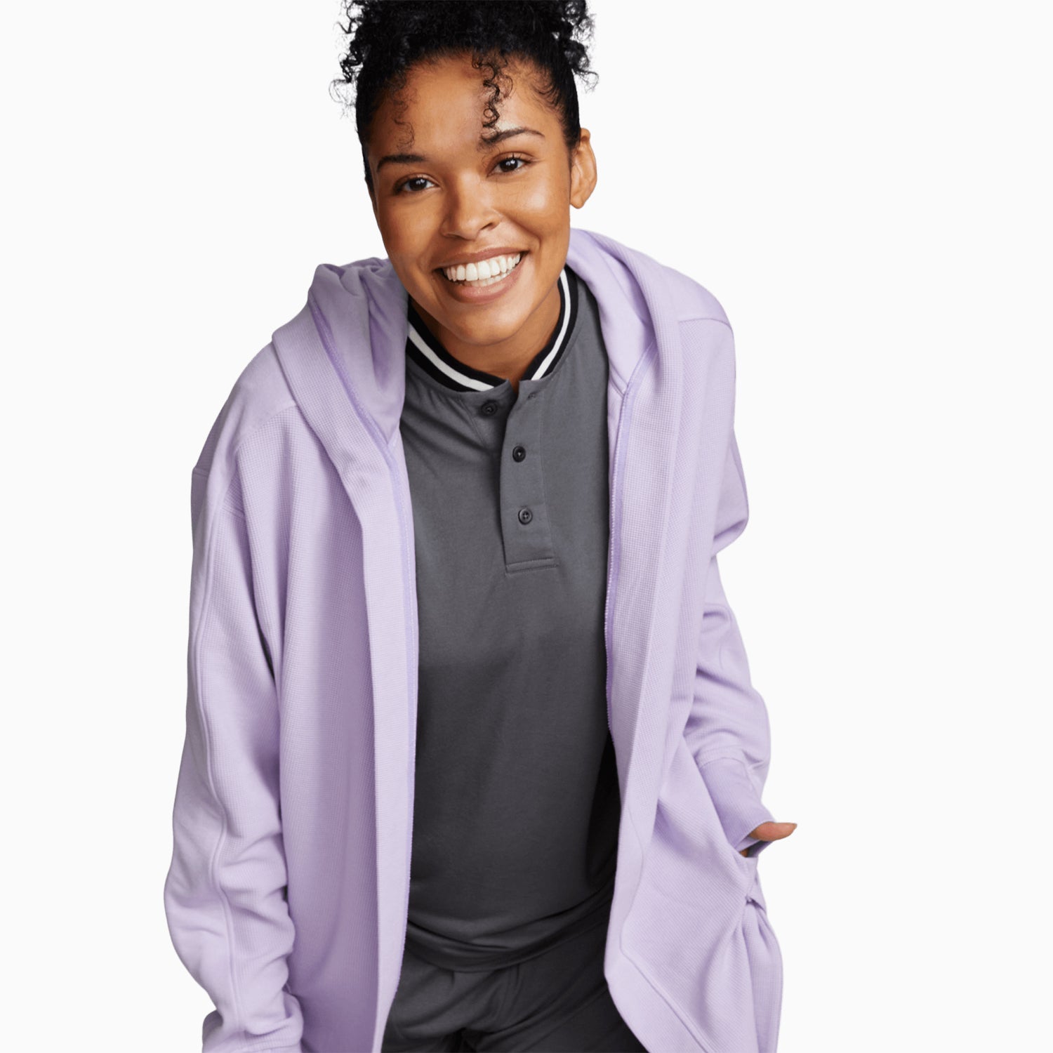 Modal Jersey Pajama Top | Gray/Black