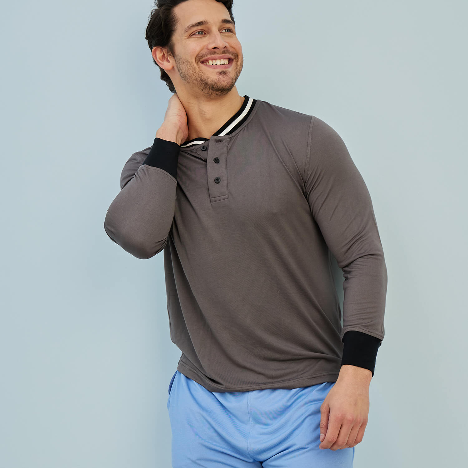 Modal Jersey Pajama Top | Gray/Black