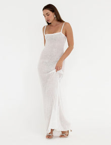 Palm Beach Maxi Dress | White Sequin - Maxi Dress