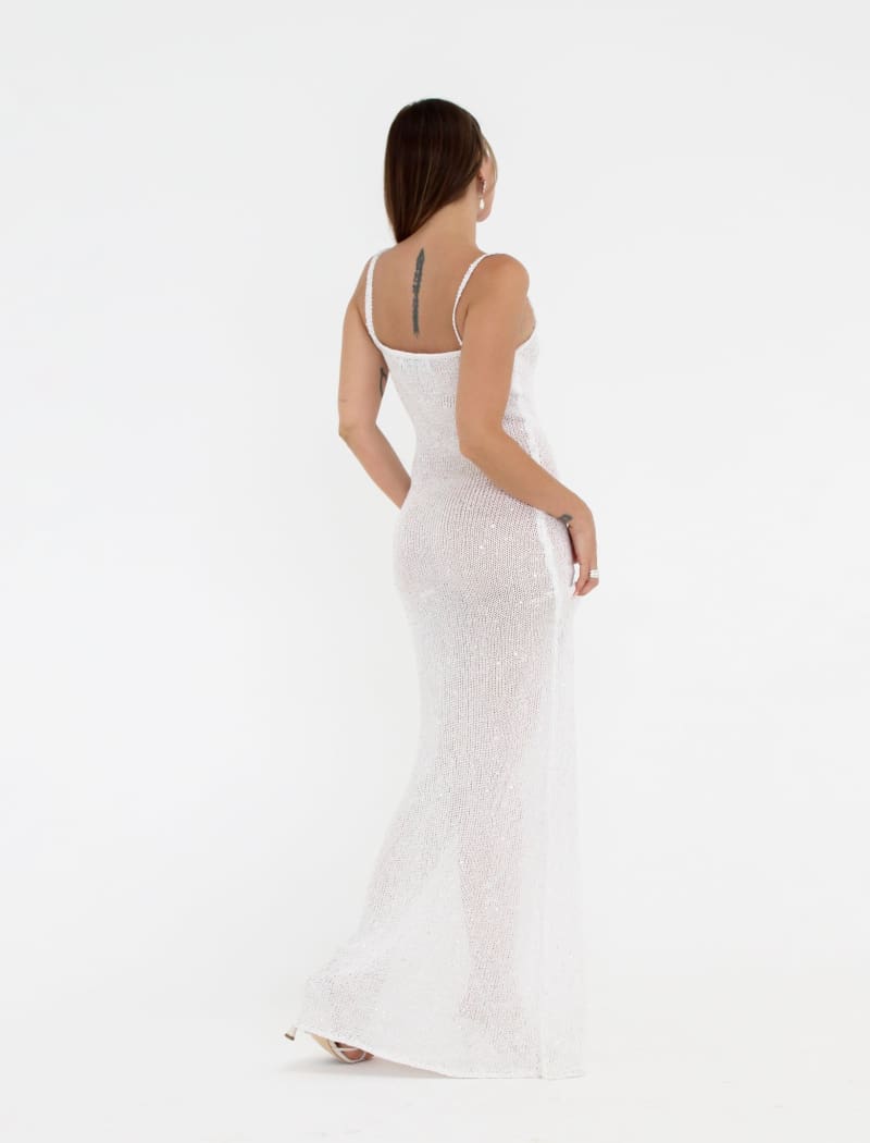 Palm Beach Maxi Dress | White Sequin - Maxi Dress