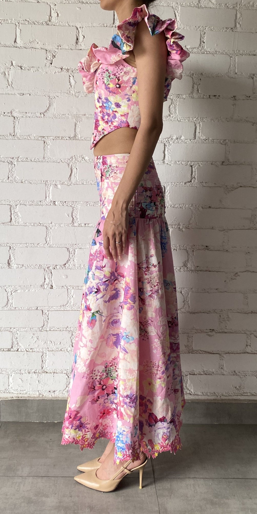 Long Skirt | Pink Floral