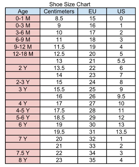 Product size guide