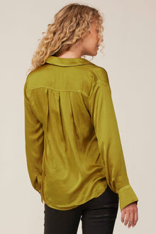 Pleated Button Down Shirt - Autumn Leaf