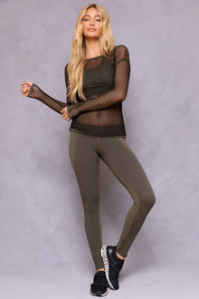 Women | Crochet Mesh Top | Olive