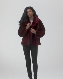 Reversible Select Shearling Lamb Jacket With Embroidered Trim | Wine/Wine