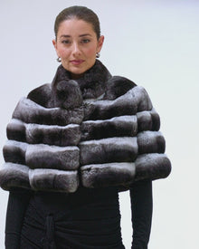 Horizontal Chinchilla Bolero With Cropped Sleeves | Gray