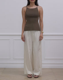 High Straight Neck Top | Brown