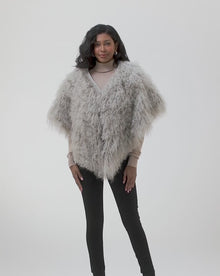 Select Mongolian Lamb Shawl | Light Gray