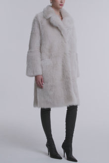 Evita | Plush Shearling Coat | Cloud