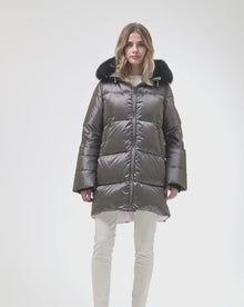 Après-Ski Jacket With Detachable Toscana Lamb Hood Trim | Greige/Black (V8)